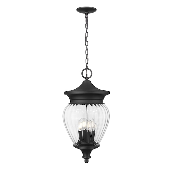 Z-Lite Davina 4 Light Outdoor Chain Mount Ceiling Fixture, 12in. W x 23.75in. H, Black 5016CHB-BK - main
